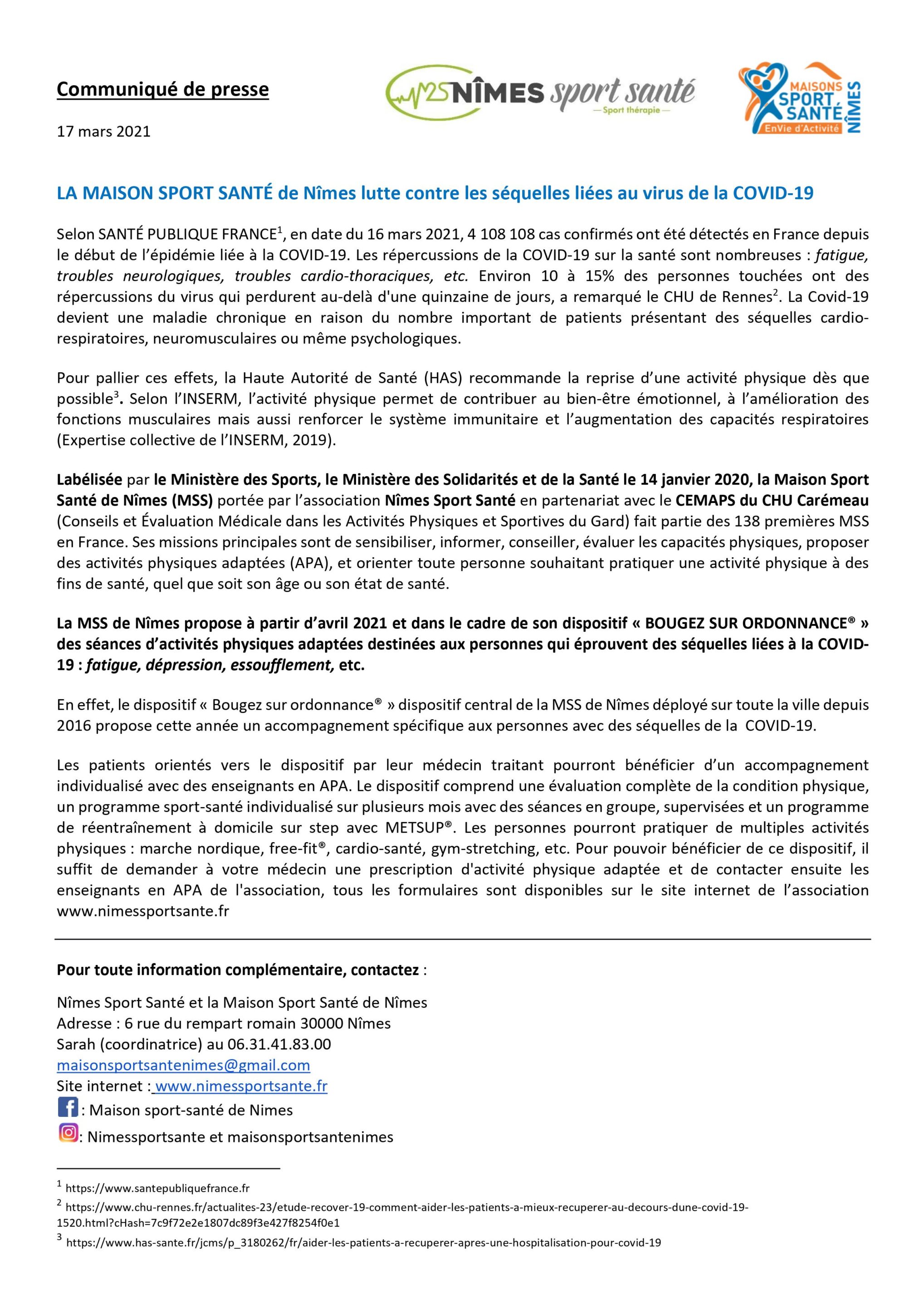 Communiqué de presse BSO et Covid
